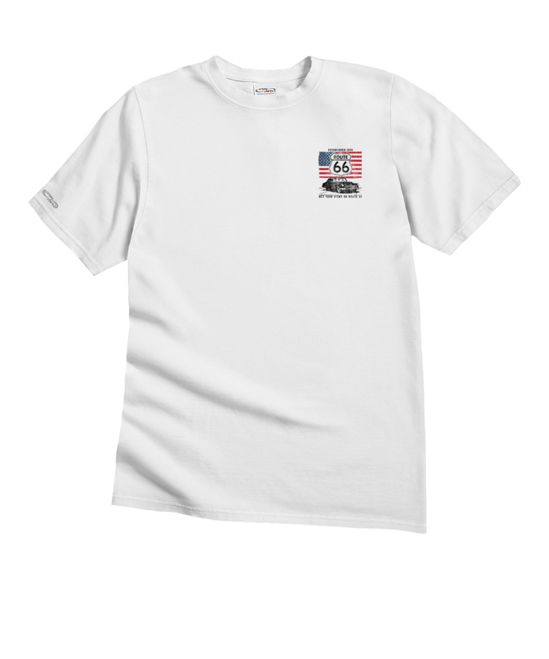 Route 66 - White Short Sleeve Crewneck T-Shirt
