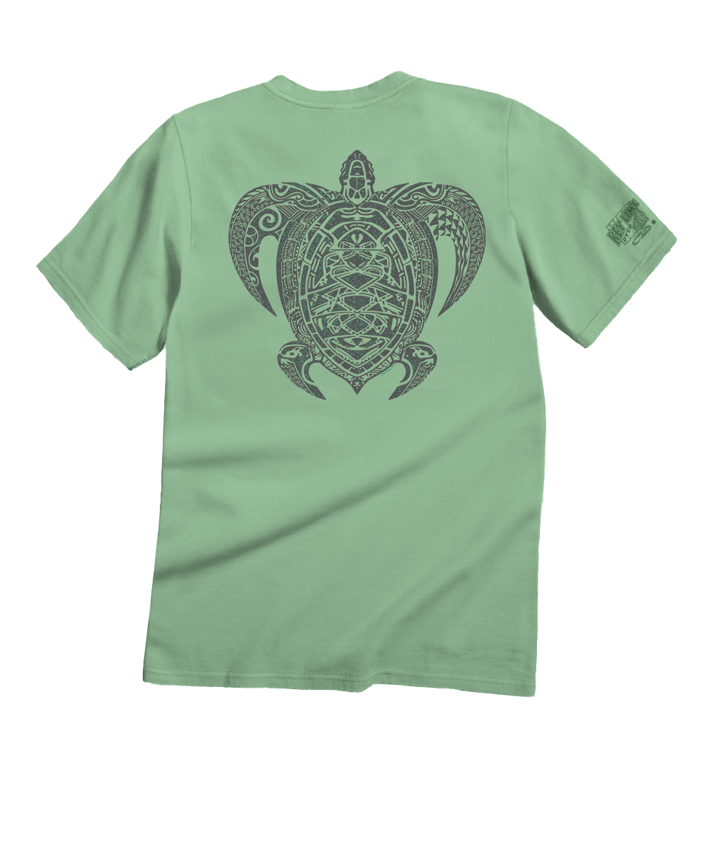 Good Luck Tribal Honu - Key Lime Dyed Short Sleeve Crewneck T-Shirt