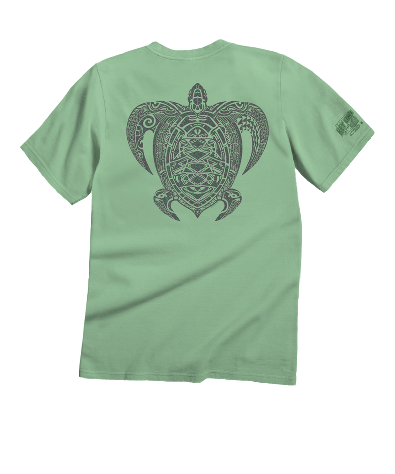 Good Luck Tribal Honu - Key Lime Dyed Short Sleeve Crewneck T-Shirt