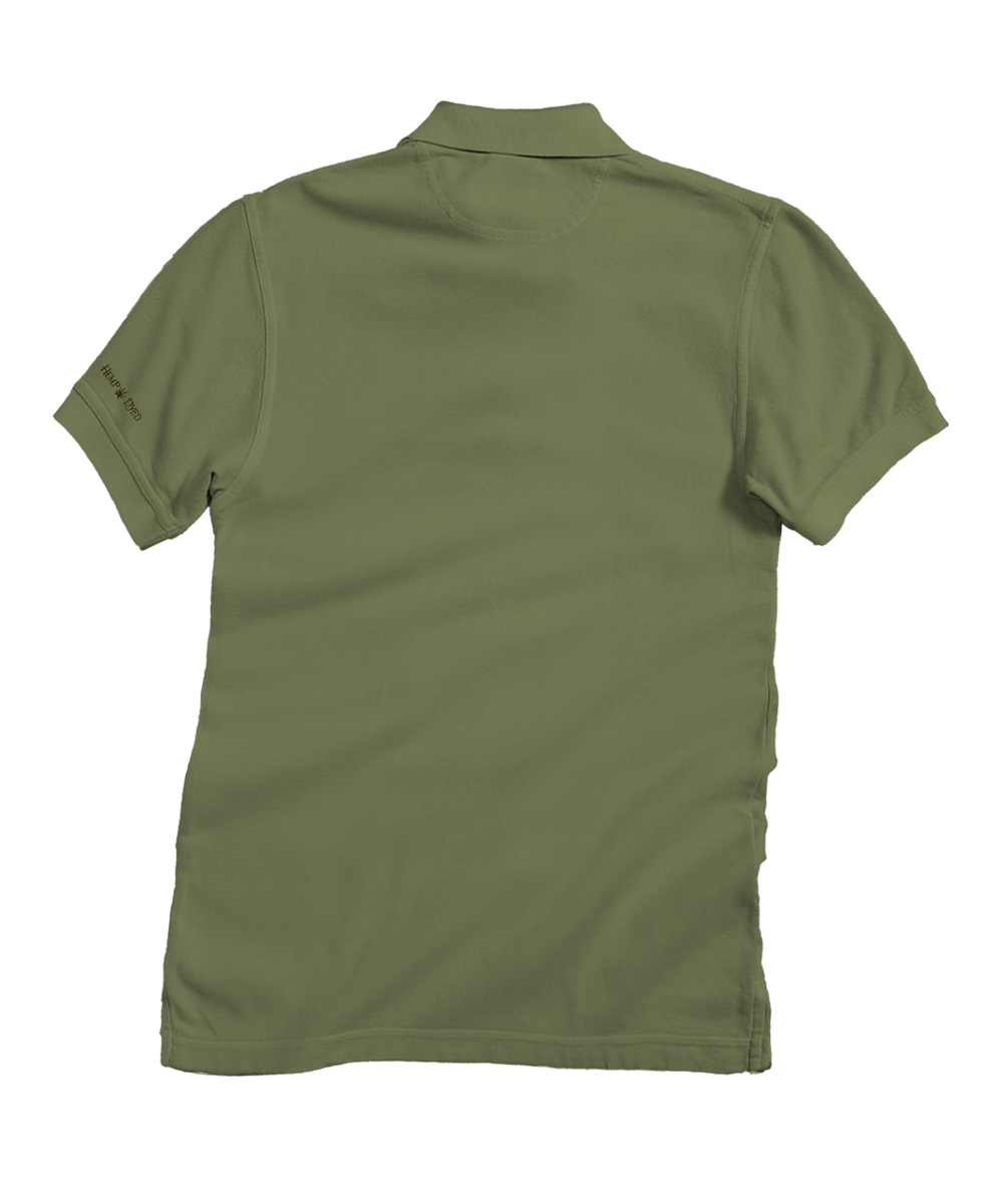 Tribal Manta Vert - Hemp Dyed Short Sleeve Oceanfront Polo Shirt