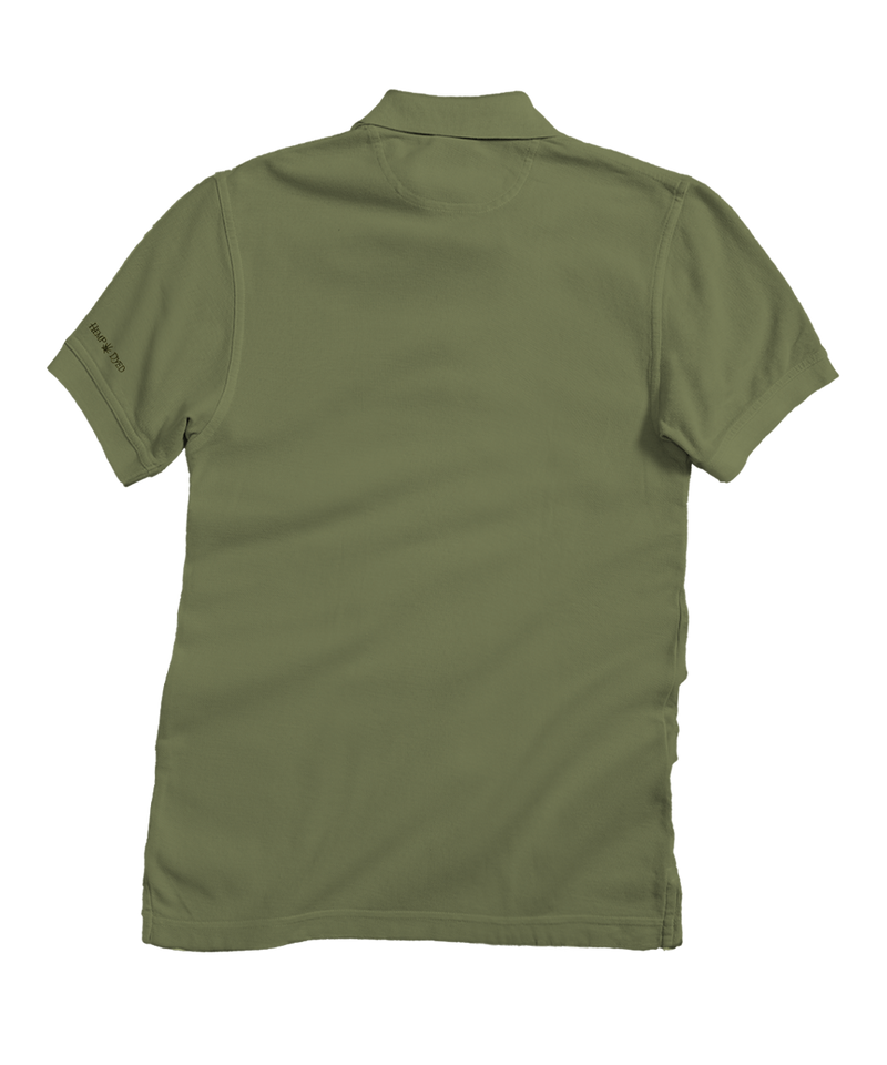 Tribal Manta Vert - Hemp Dyed Short Sleeve Oceanfront Polo Shirt