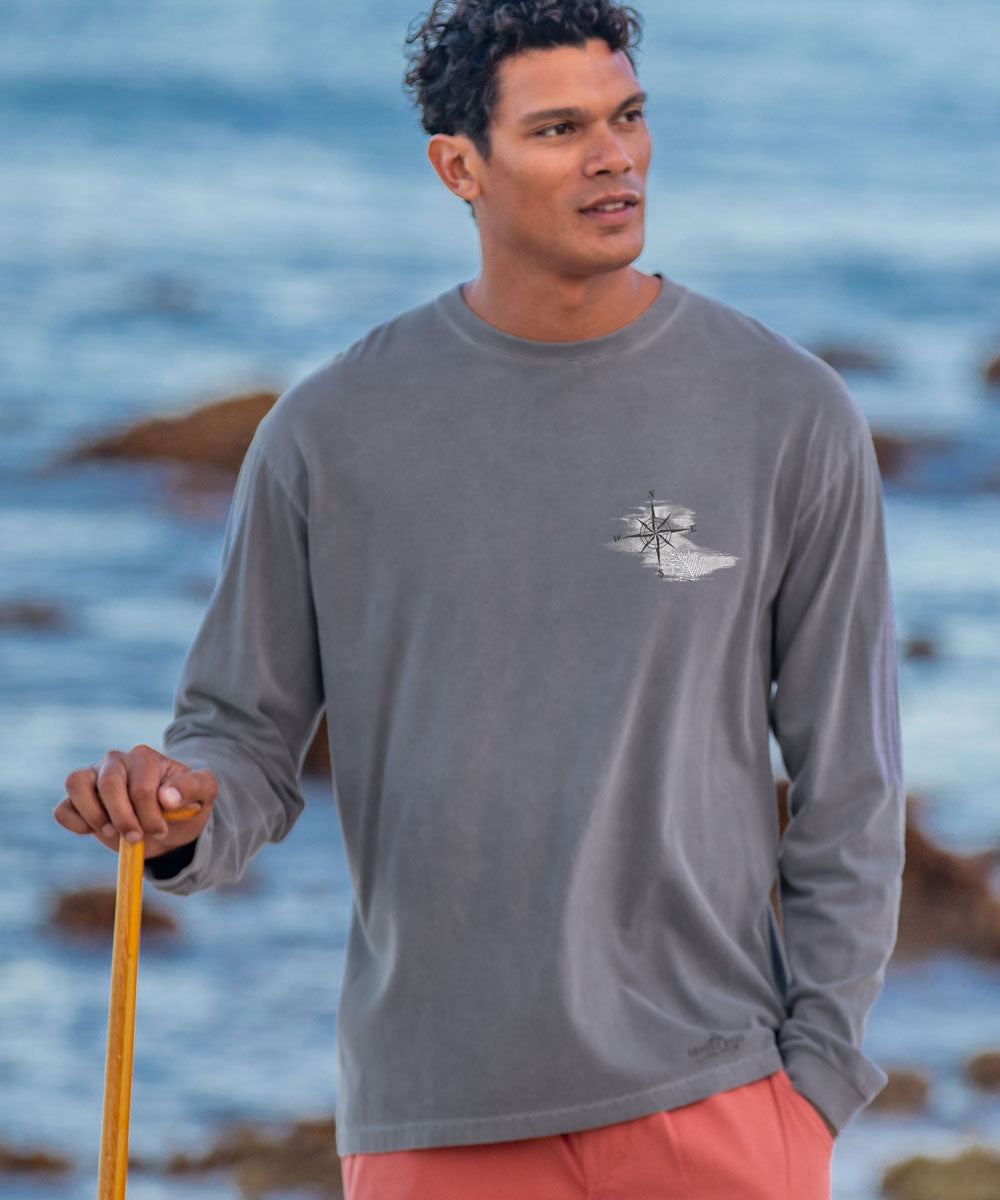 Sail Away - Crater Dyed® Long Sleeve Crewneck T-Shirt