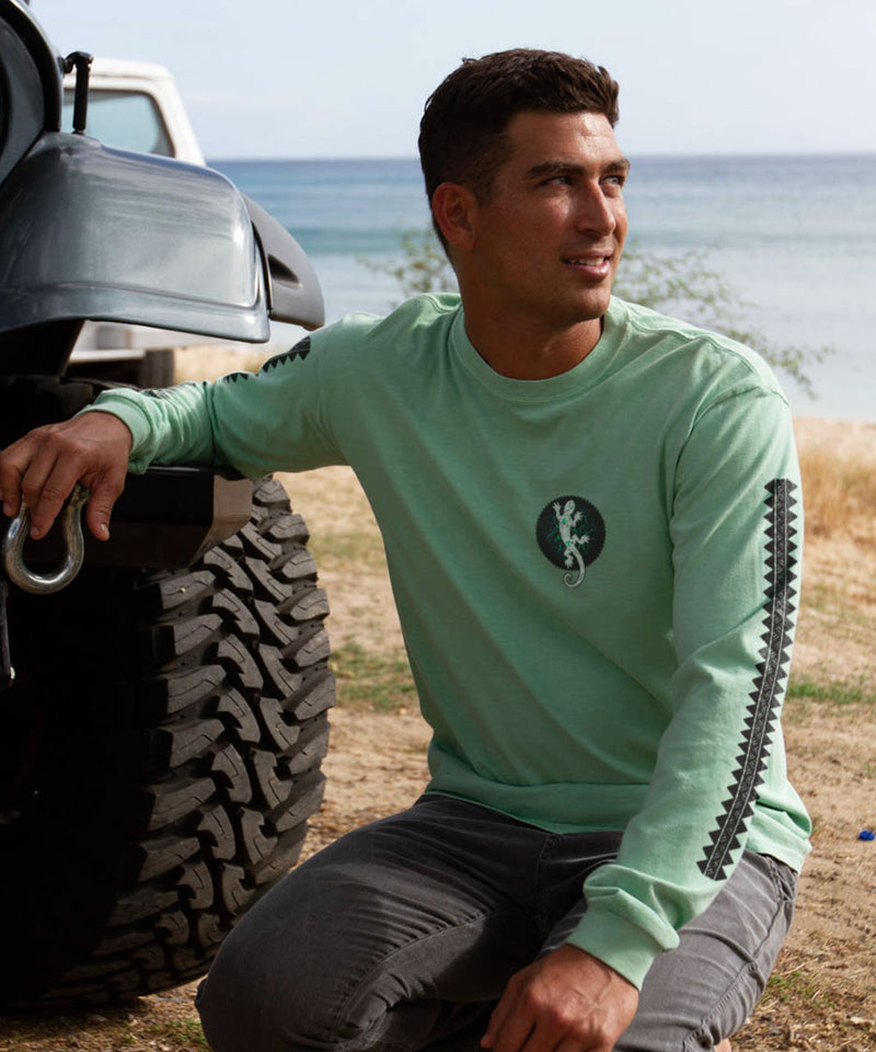 Gecko Sun - Key Lime Dyed Long Sleeve Crewneck T-Shirt