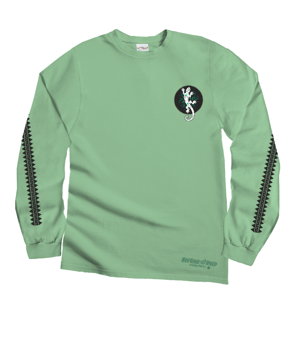 Gecko Sun - Key Lime Dyed Long Sleeve Crewneck T-Shirt