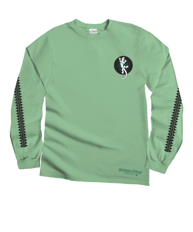 Gecko Sun - Key Lime Dyed Long Sleeve Crewneck T-Shirt