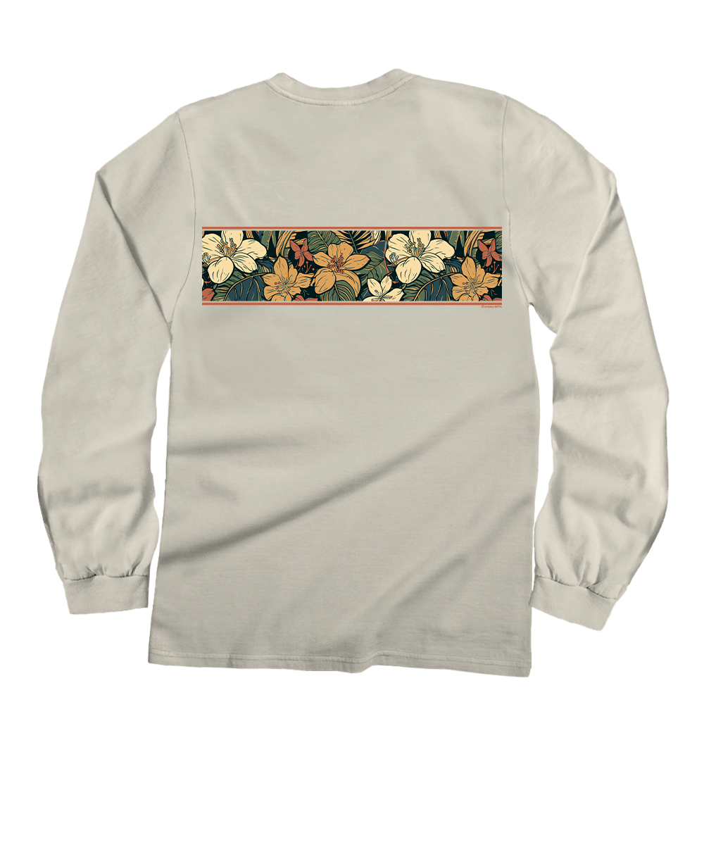 Masculine Floral Band - Coconut Dyed Long Sleeve Crewneck T-Shirt