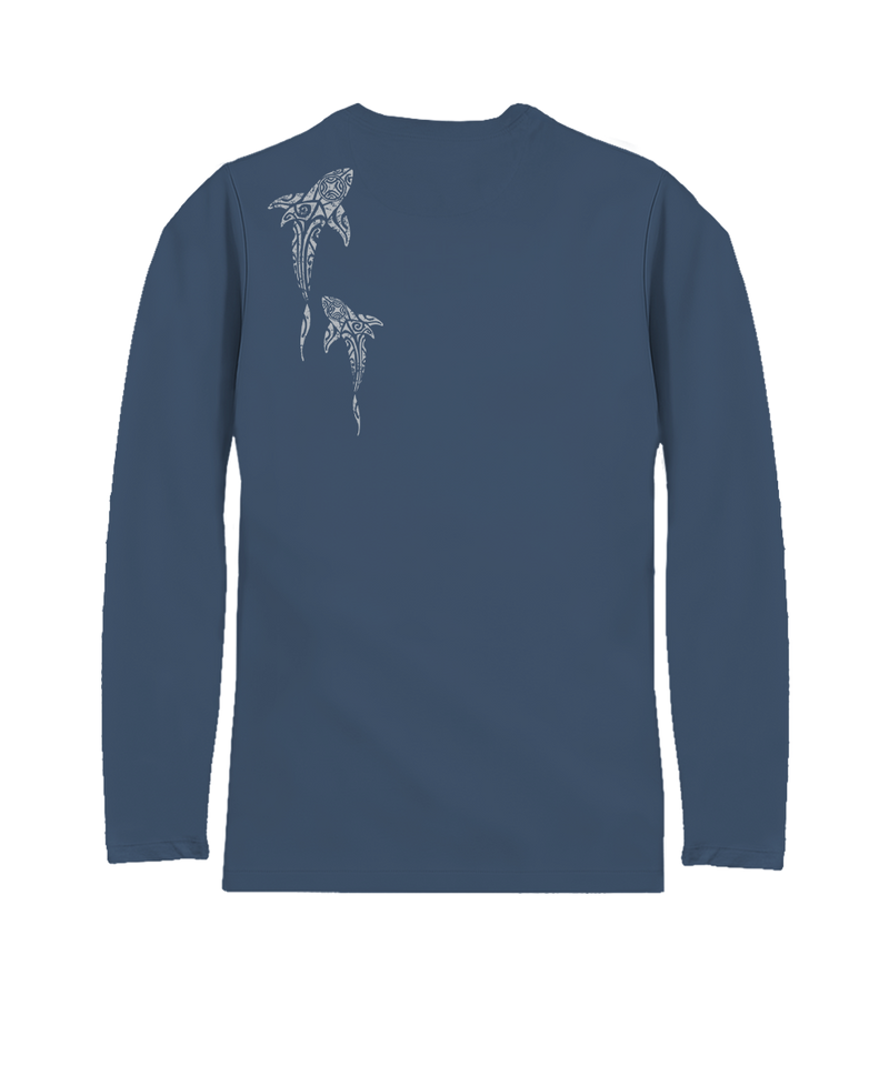 Mano A Mano Ekolu Vertical - Blue Steel Long Sleeve Pima T-Shirt