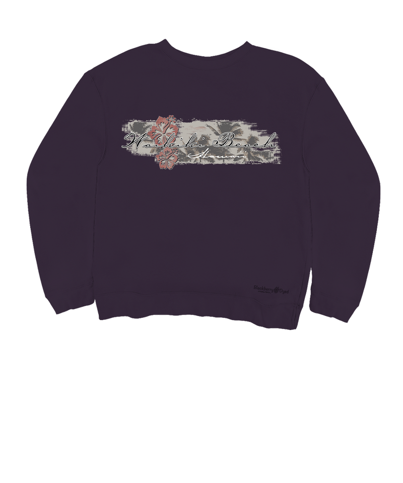 Hibiscus Surf - Blackberry Dyed Long Sleeve Sweatshirt
