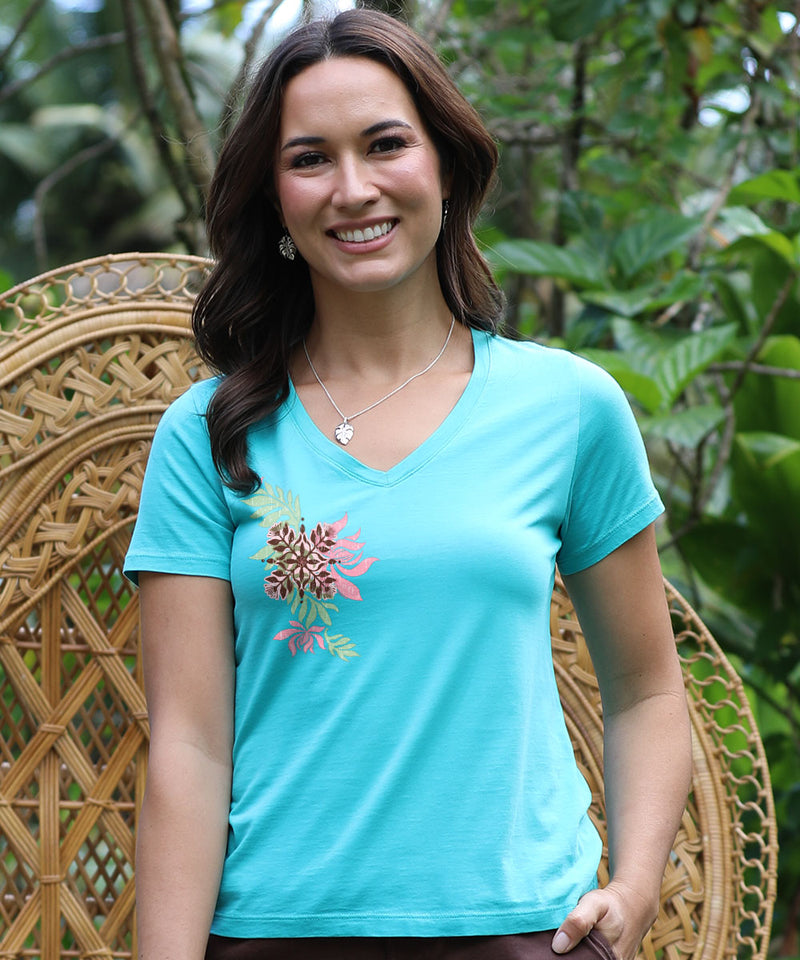 Nonohi Pua - Ocean Short Sleeve Pima V-Neck T-Shirt