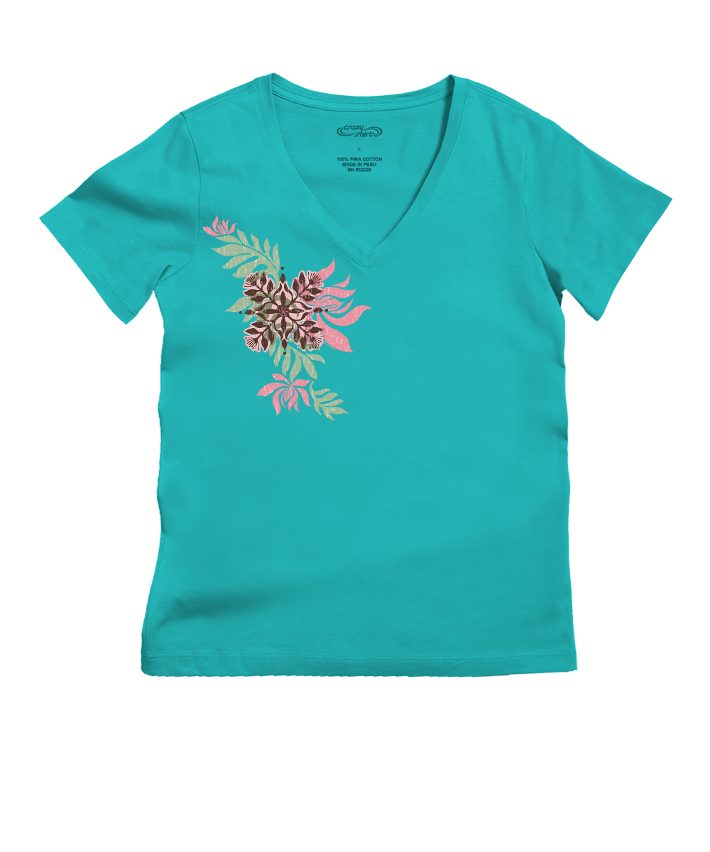 Nonohi Pua - Ocean Short Sleeve Pima V-Neck T-Shirt