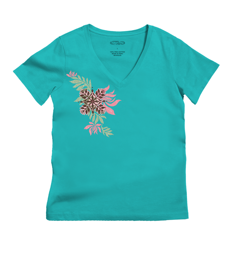 Nonohi Pua - Ocean Short Sleeve Pima V-Neck T-Shirt