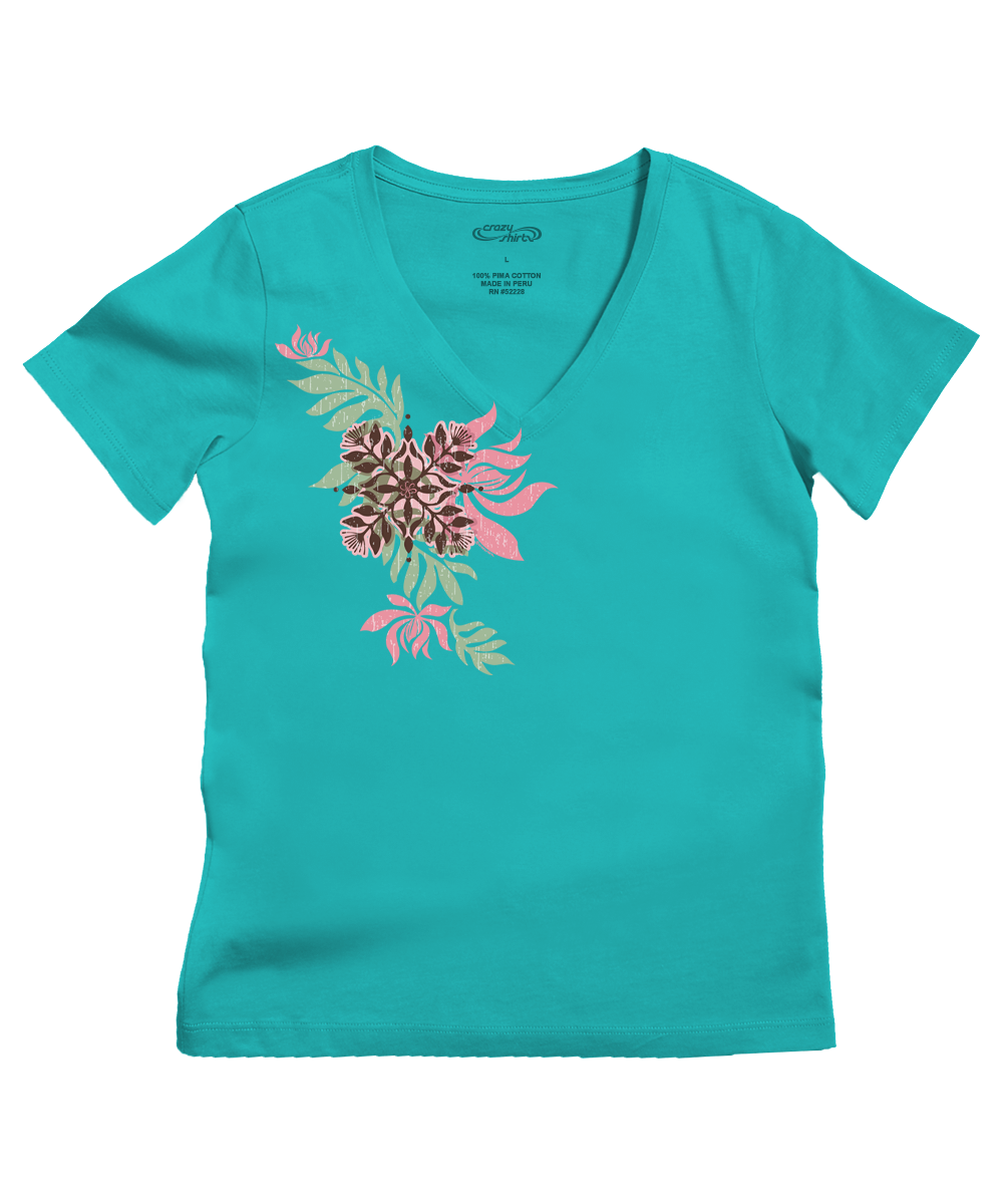 Nonohi Pua - Ocean Short Sleeve Pima V-Neck T-Shirt