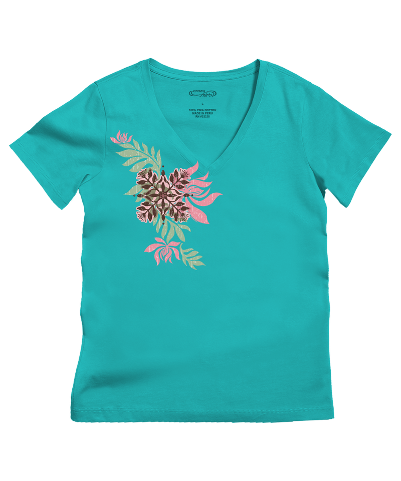 Nonohi Pua - Ocean Short Sleeve Pima V-Neck T-Shirt