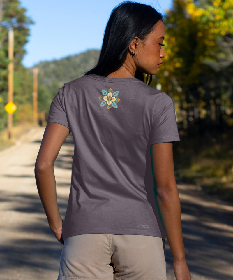 Blossom Quilt - Graphite Short Sleeve Pima T-Shirt