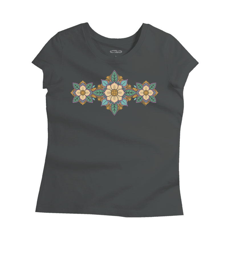 Blossom Quilt - Graphite Short Sleeve Pima T-Shirt