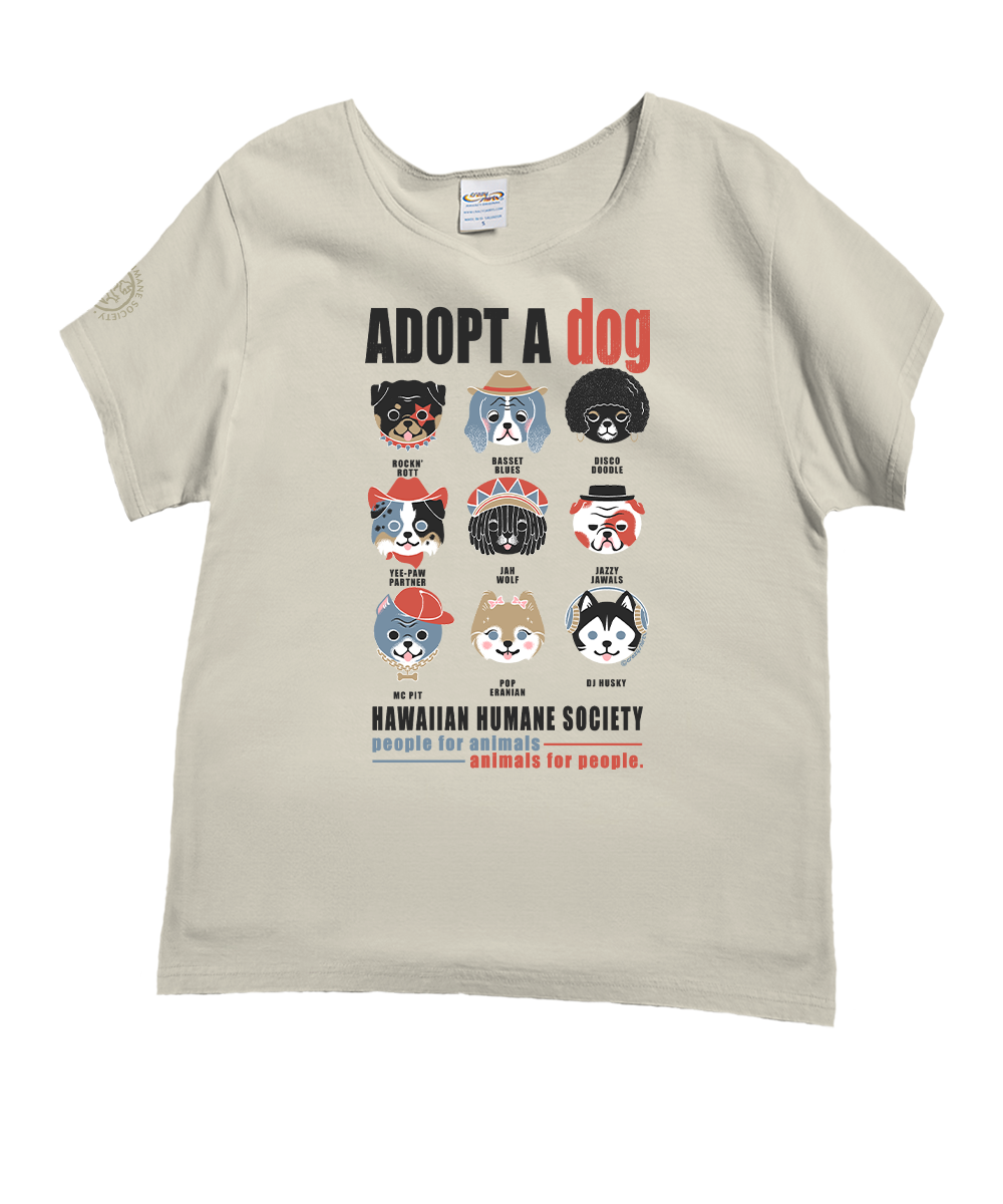Hawaiian Humane Society Adopt A Dog Canine Musicians - Coconut Dyed Short Sleeve Scoop Neck T-Shirt