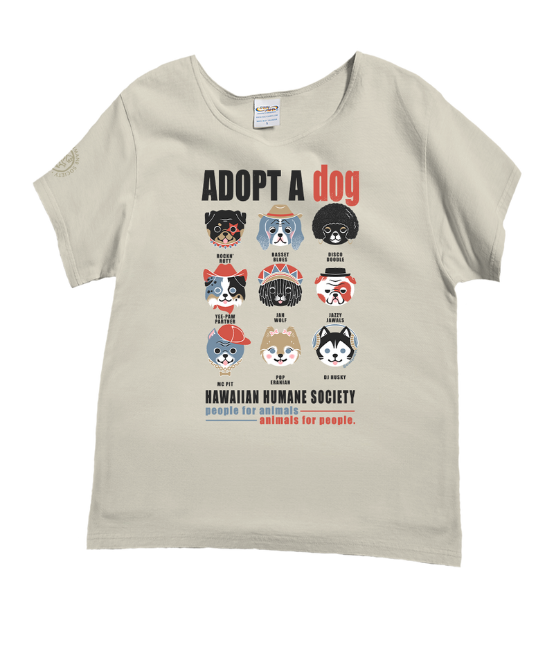 Hawaiian Humane Society Adopt A Dog Canine Musicians - Coconut Dyed Short Sleeve Scoop Neck T-Shirt