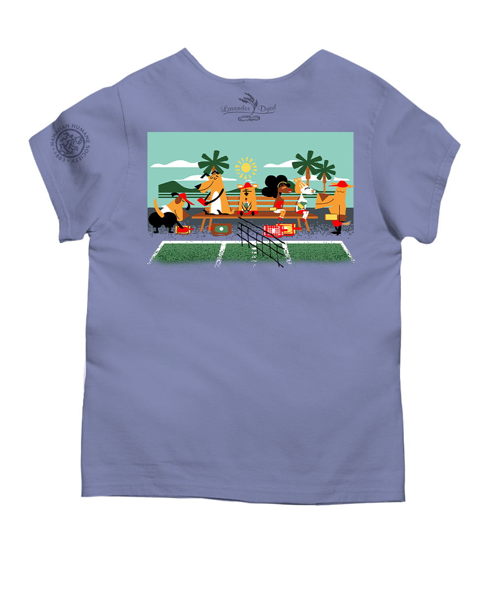 Hawaiian Humane Society Adopt A Dog Pickleball - Lavender Dyed Short Sleeve Scoop Neck T-Shirt