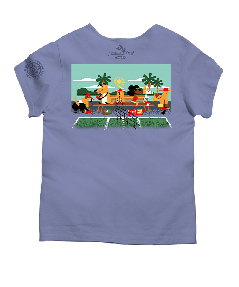 Hawaiian Humane Society Adopt A Dog Pickleball - Lavender Dyed Short Sleeve Scoop Neck T-Shirt