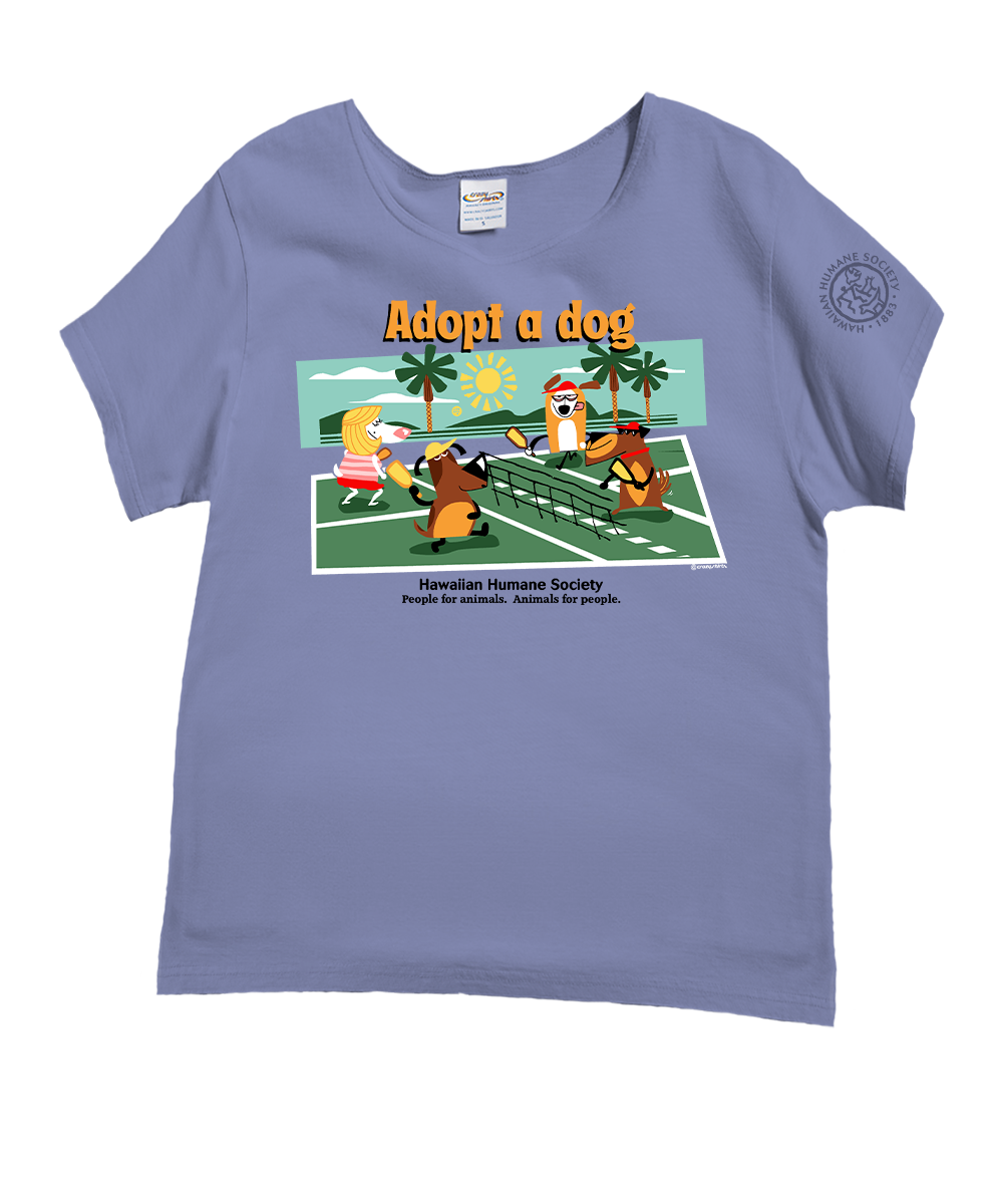 Hawaiian Humane Society Adopt A Dog Pickleball - Lavender Dyed Short Sleeve Scoop Neck T-Shirt