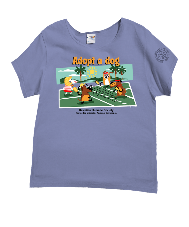 Hawaiian Humane Society Adopt A Dog Pickleball - Lavender Dyed Short Sleeve Scoop Neck T-Shirt