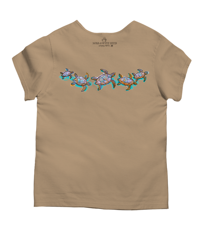Watercolor Honu - Kona Coffee Dyed Short Sleeve Scoop Neck T-Shirt