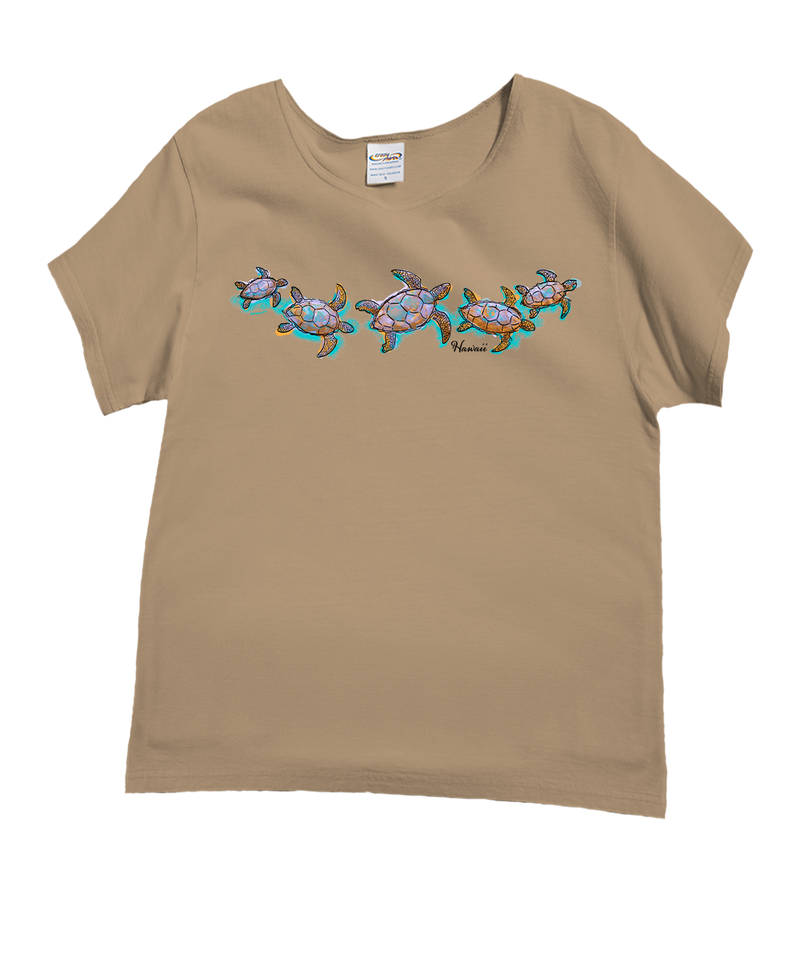 Watercolor Honu - Kona Coffee Dyed Short Sleeve Scoop Neck T-Shirt