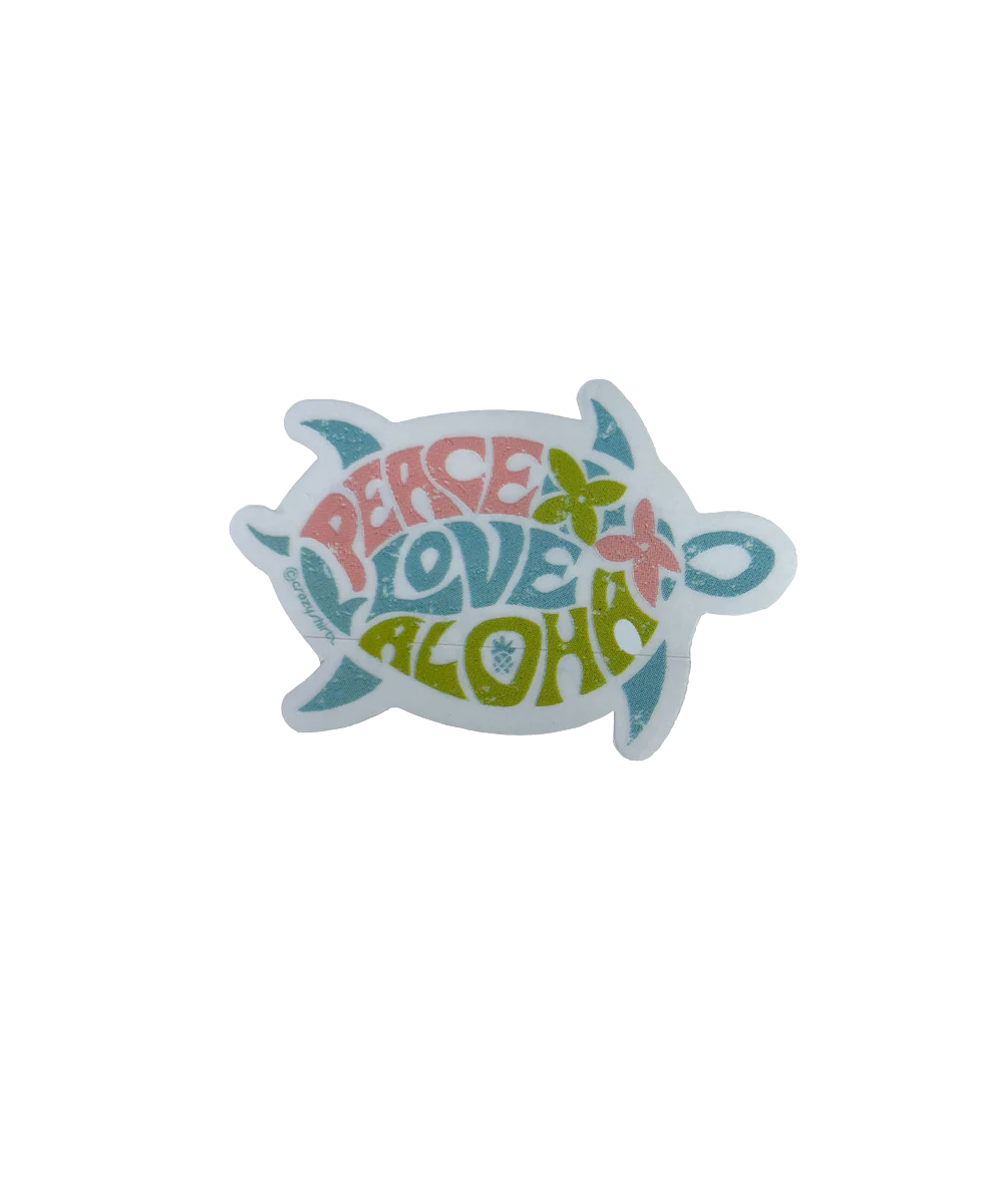 Sticker with 'Peace Love Aloha' text on a white background View 1