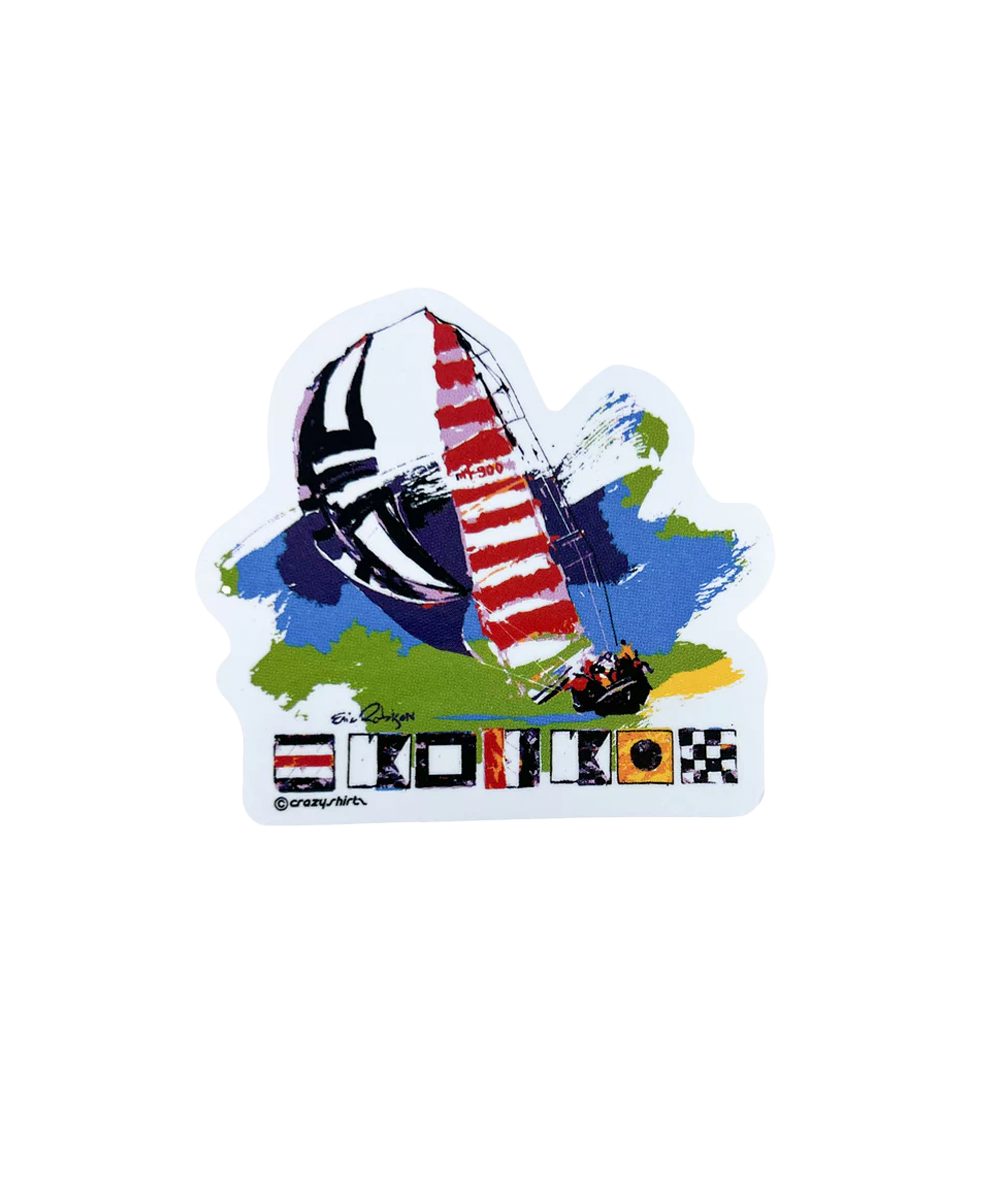 Sticker with a paraglider design and 'Slo Mo Hek' branding on a white background View 1