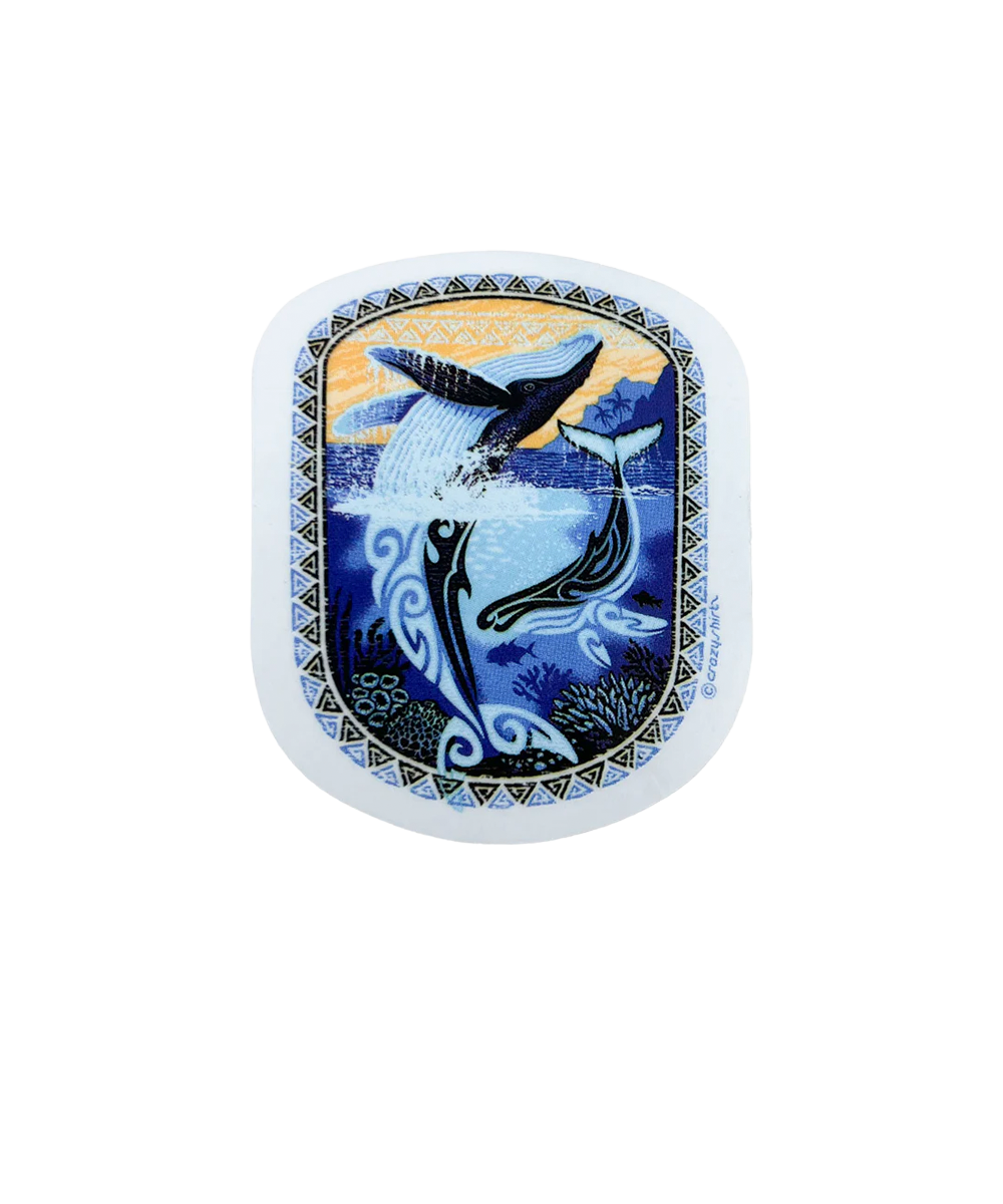 Decorative compact mirror with whale design on a white background View 1