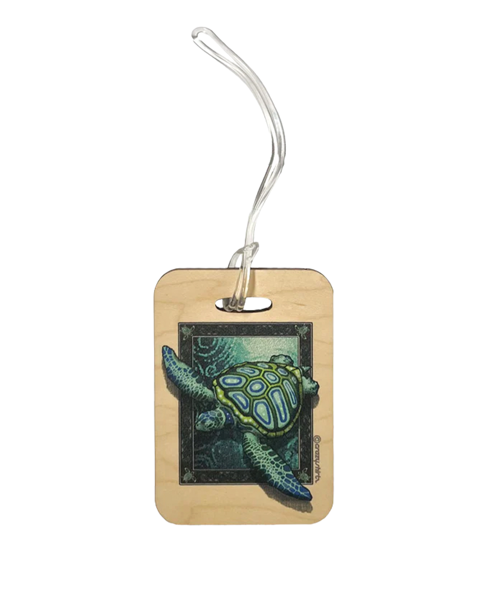 Sea Turtle Mosaic - Wooden Bag Tag View 1
