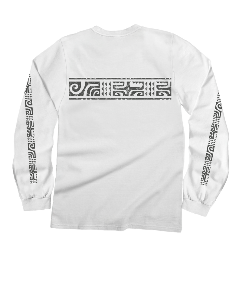 Island Surf - White Long Sleeve Crewneck T-Shirt