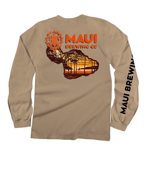 Maui Brewing Co Retro Sunset - Kona Coffee Dyed Long Sleeve Crewneck T