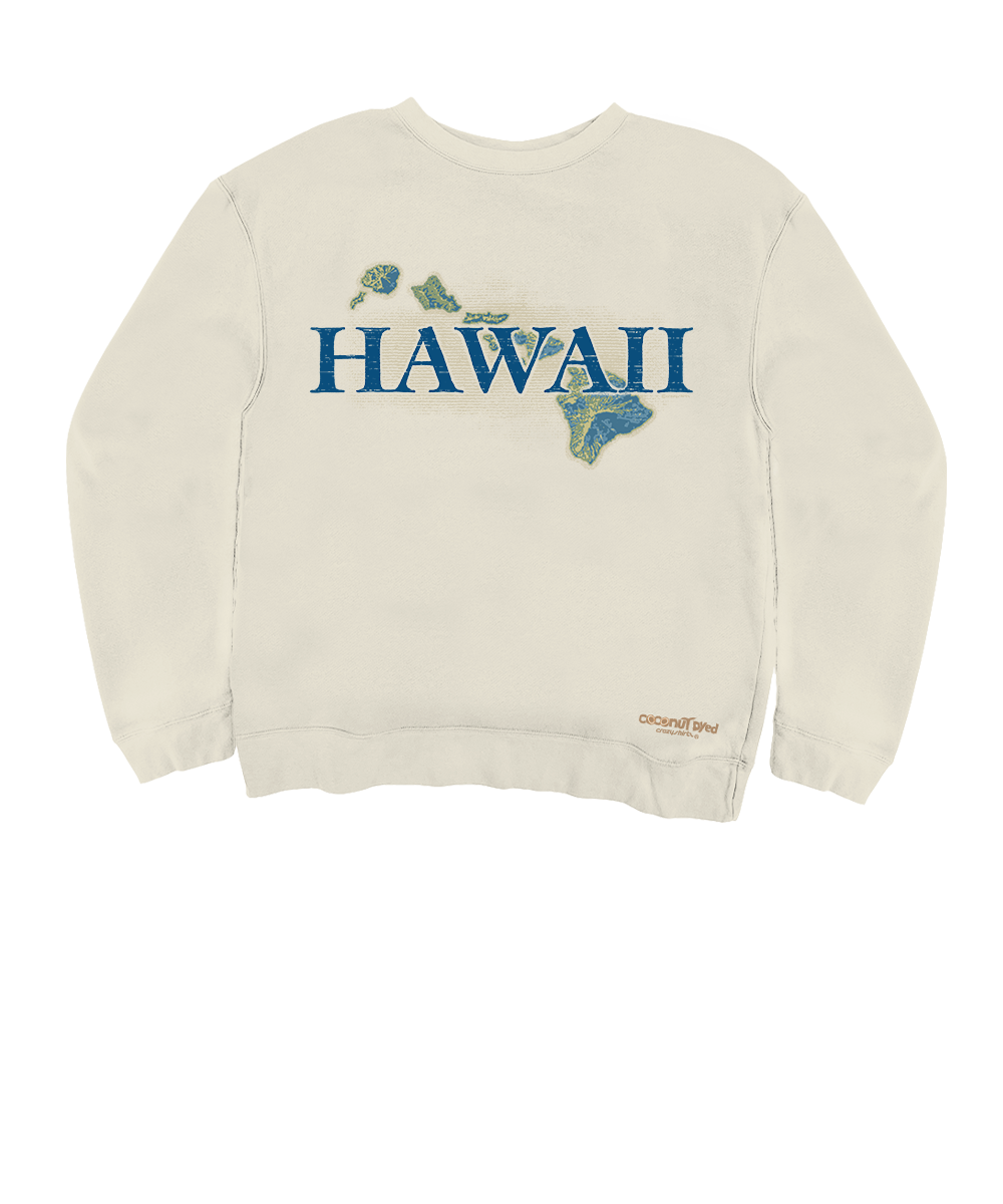Hawaiian Islands - Coconut Dyed Long Sleeve Sweatshirt