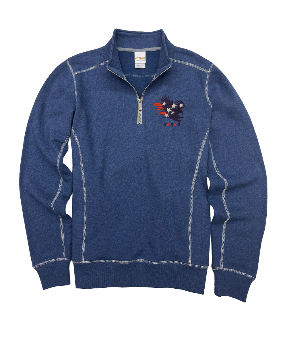 American Pride - Blue Heather Long Sleeve Mountain Peak Pullover