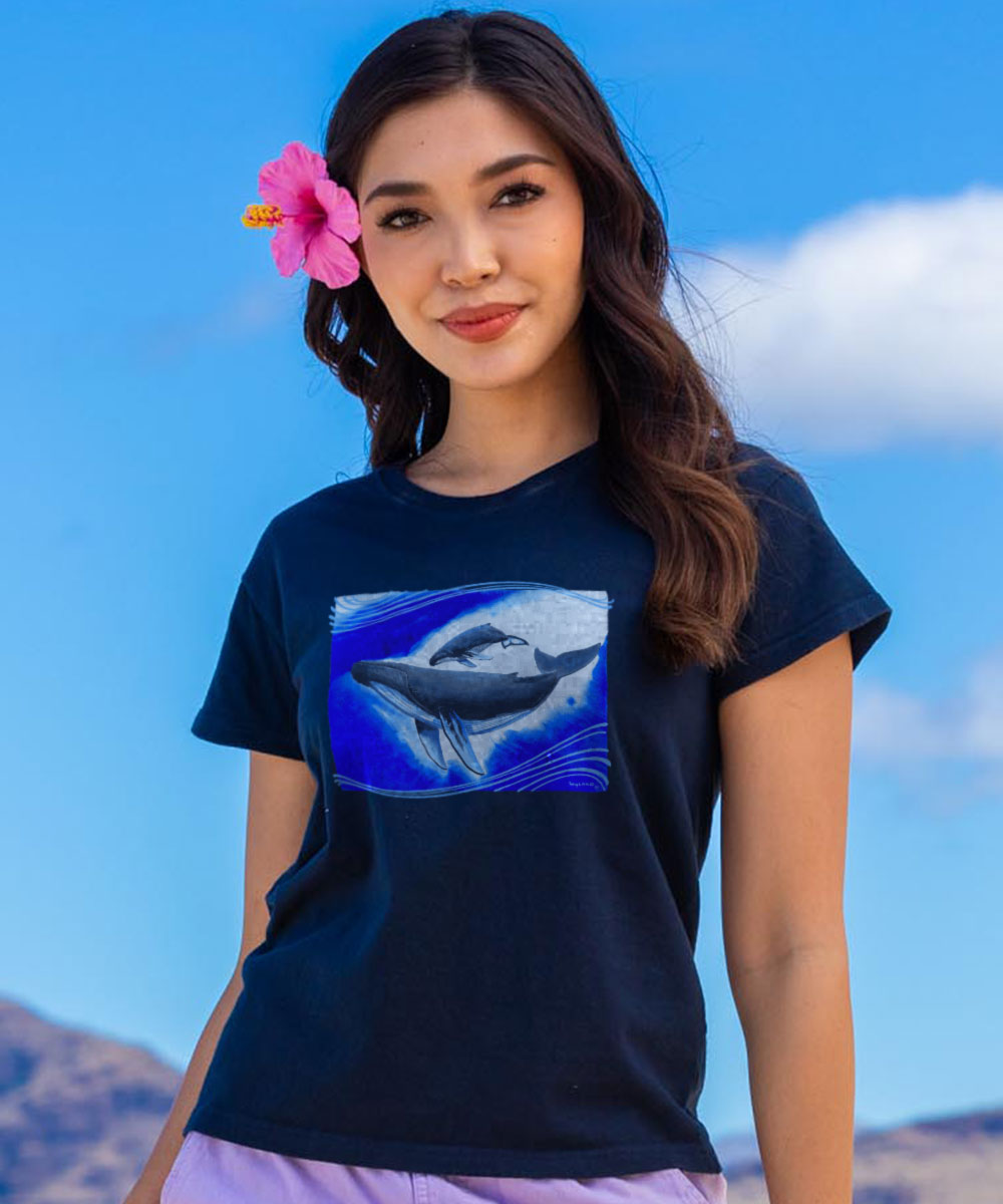 Wyland® Humpbacks - Navy Short Sleeve Crewneck T-Shirt