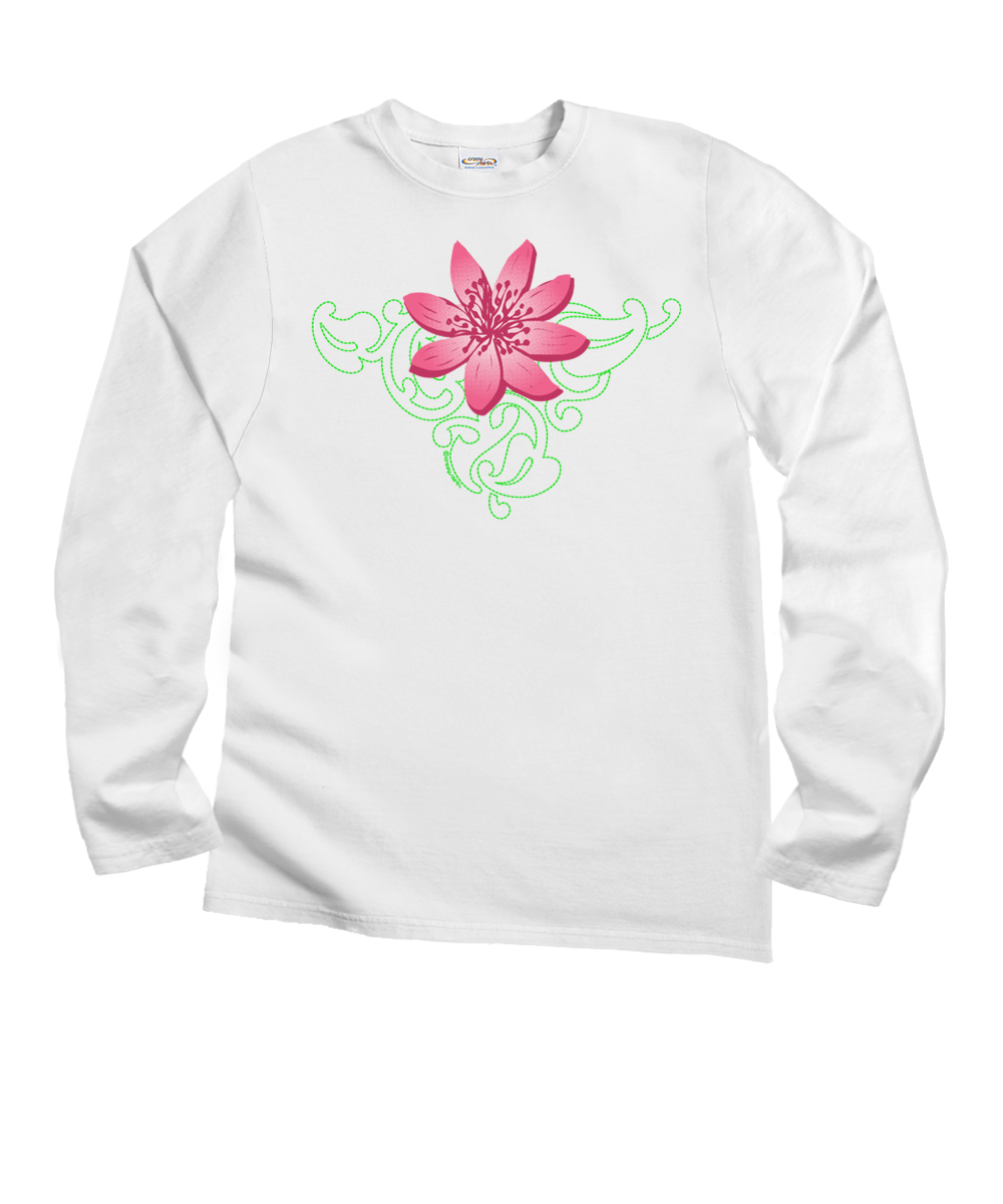 Lily Tattoo - White Long Sleeve Crewneck T-Shirt