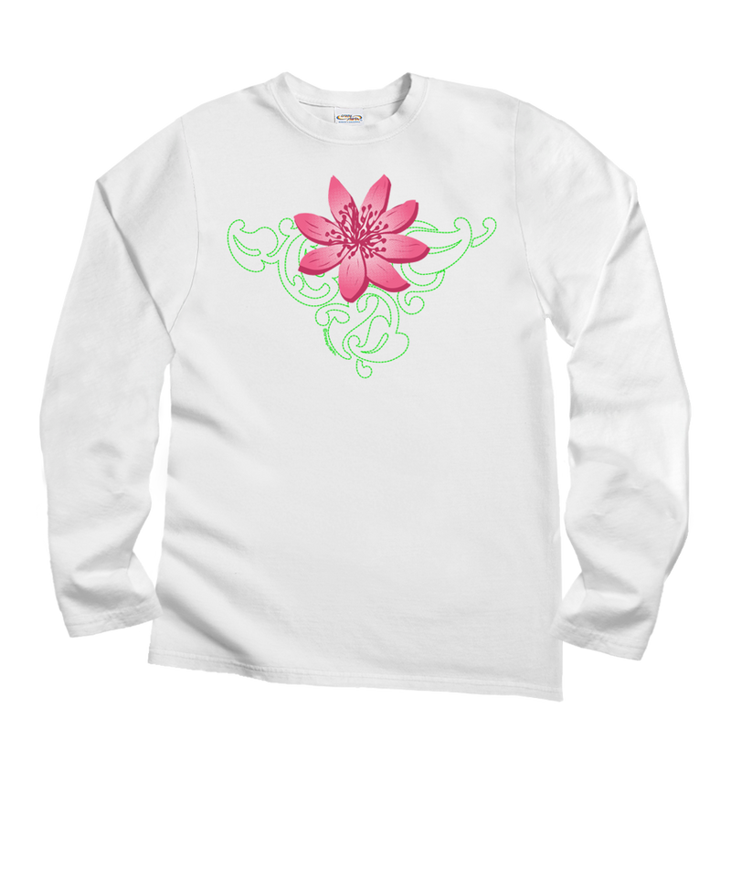 Lily Tattoo - White Long Sleeve Crewneck T-Shirt