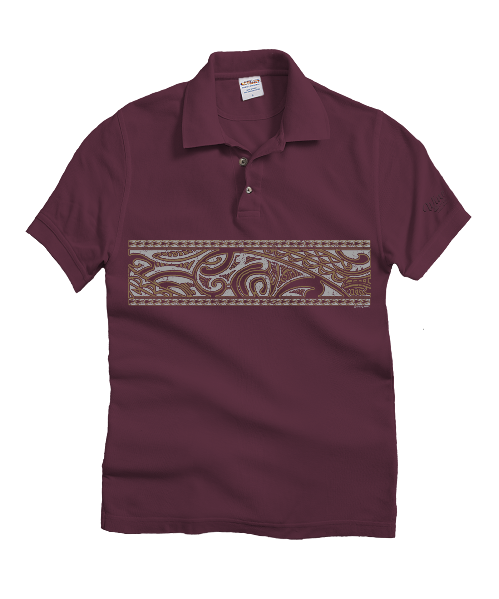 Island Tribal Band - Wine Dyed Short Sleeve Oceanfront Polo Shirt