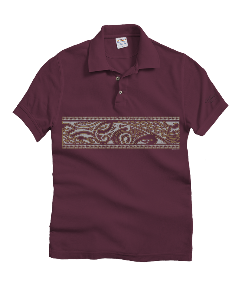 Island Tribal Band - Wine Dyed Short Sleeve Oceanfront Polo Shirt