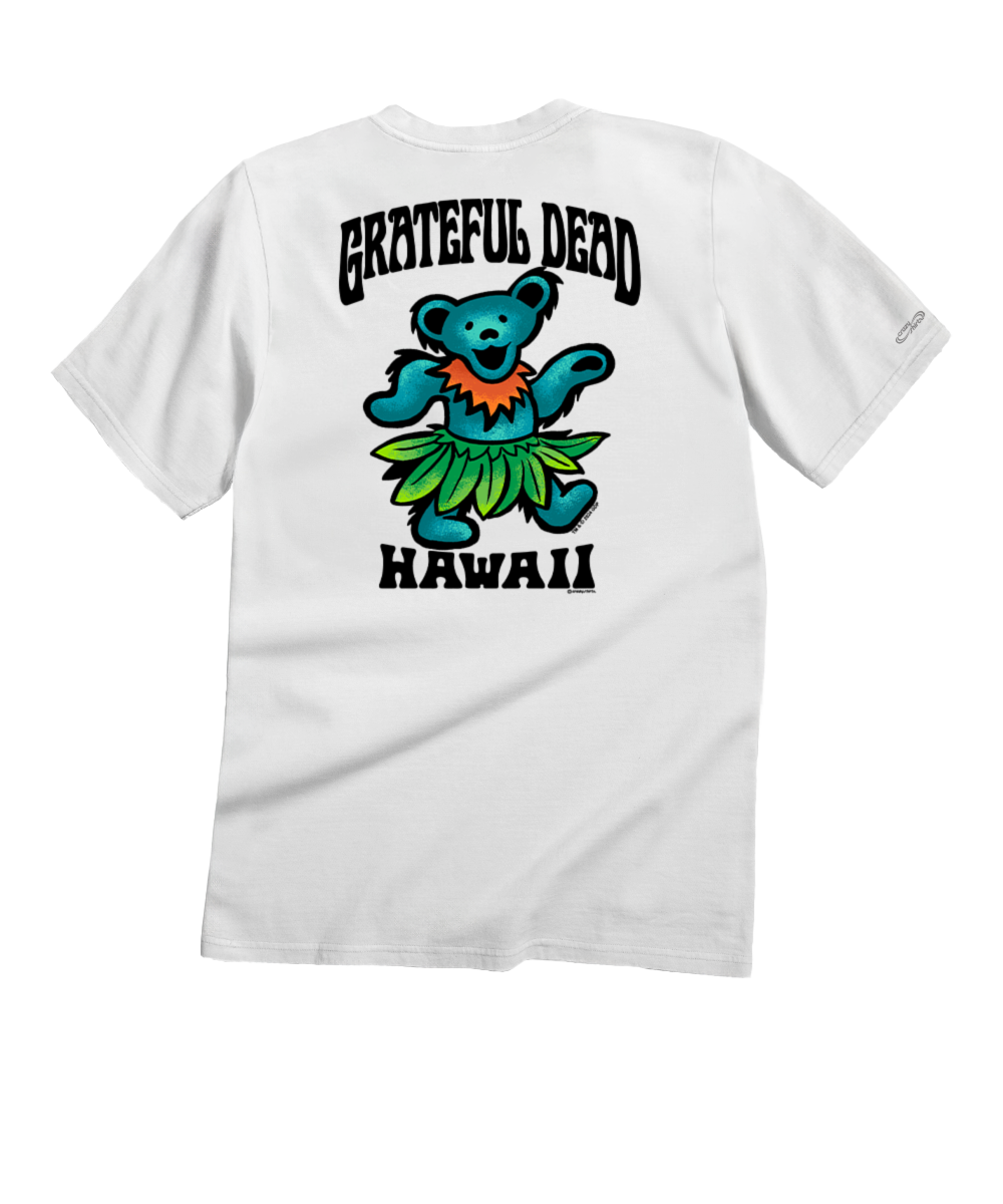 Grateful Dead Hula Bear - White Short Sleeve Crewneck T-Shirt