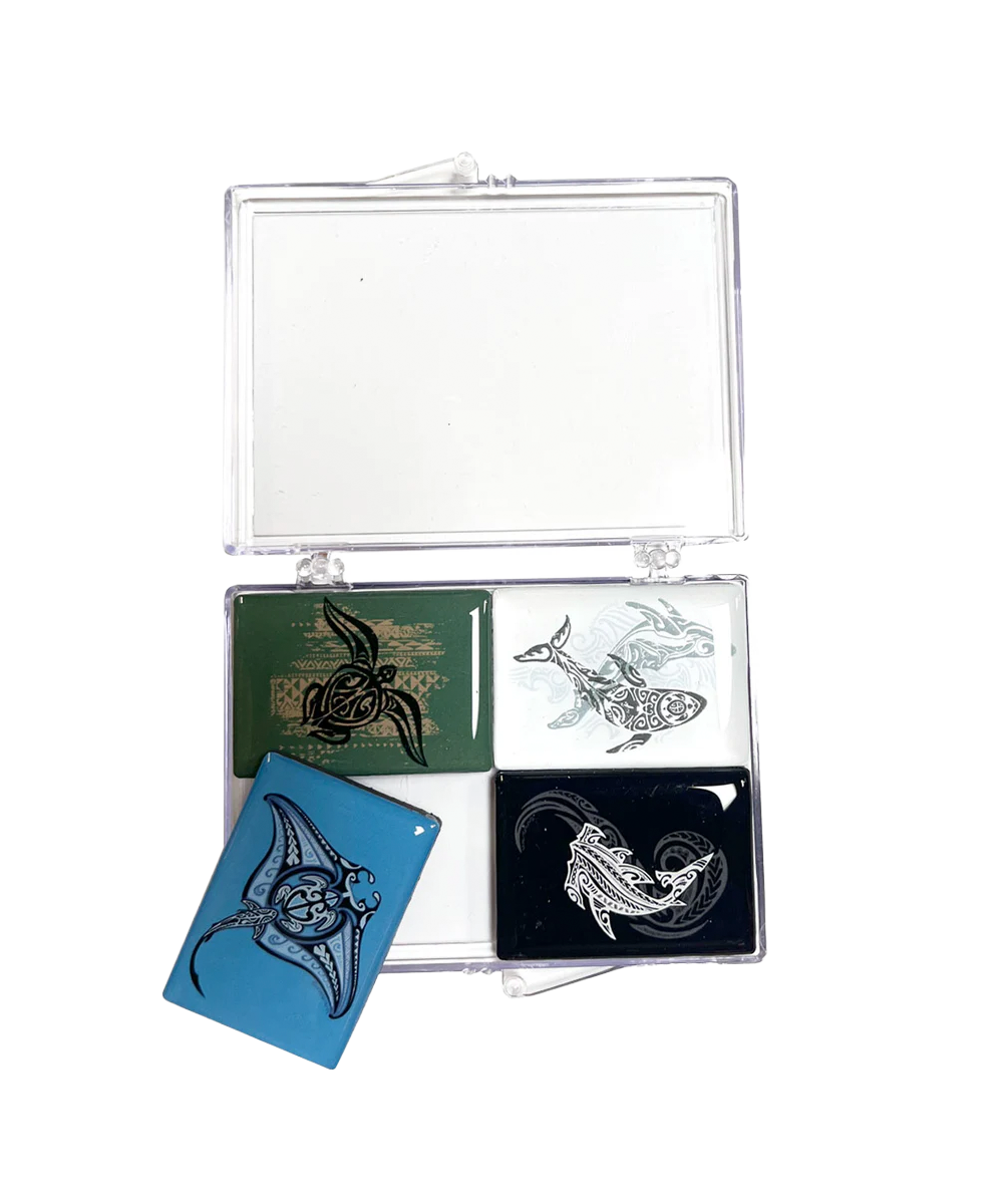 Set of tattoo flash cards with animal designs in a clear case on a white background View 1