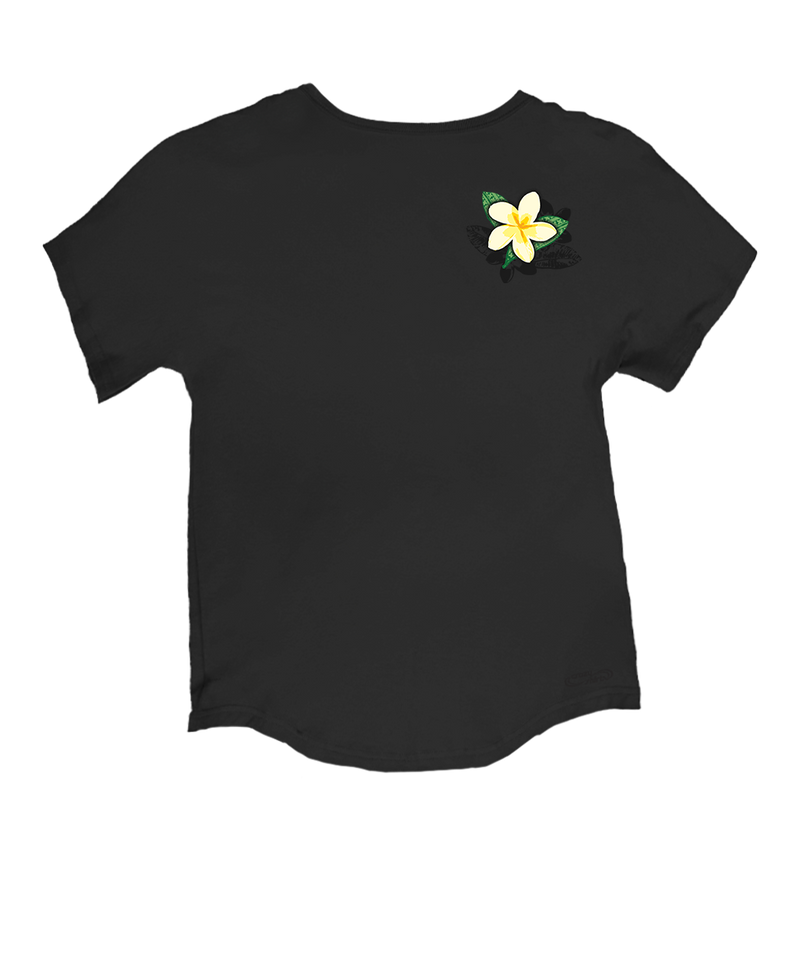 Plumeria Bloom - Charcoal Short Sleeve Dolman V-Neck Tee