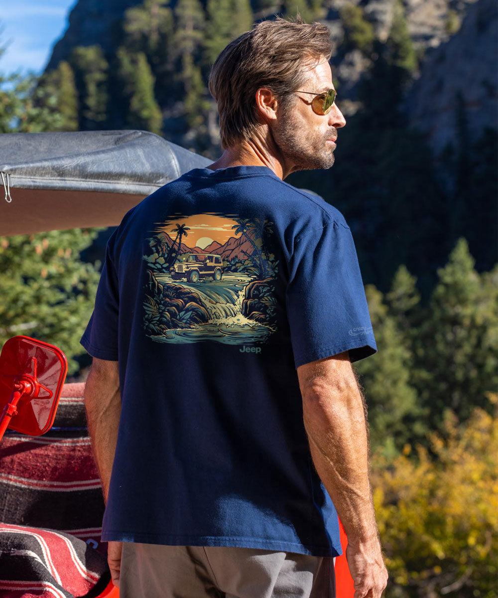 Jeep® Sunset River - Navy Short Sleeve Crewneck T-Shirt