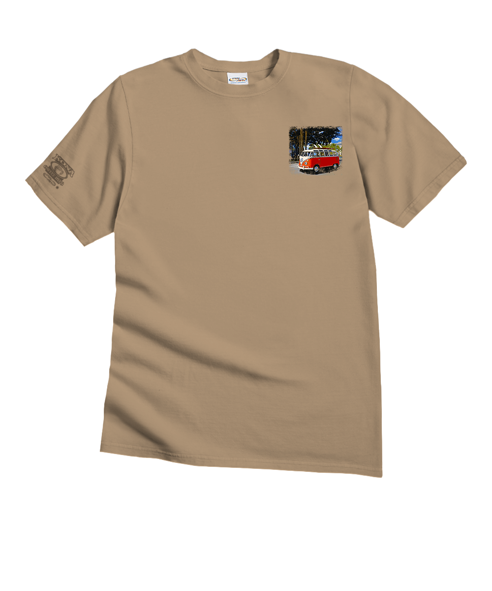 Volkswagen Waikiki Beach Van - Kona Coffee Dyed Short Sleeve Crewneck T-Shirt