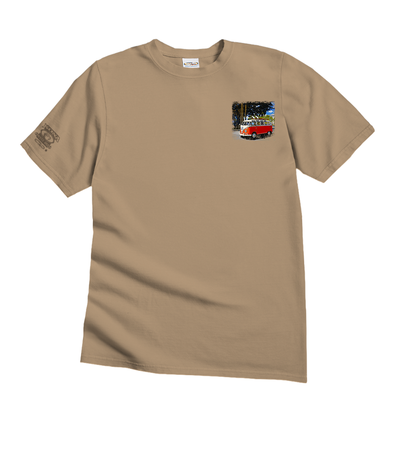 Volkswagen Waikiki Beach Van - Kona Coffee Dyed Short Sleeve Crewneck T-Shirt