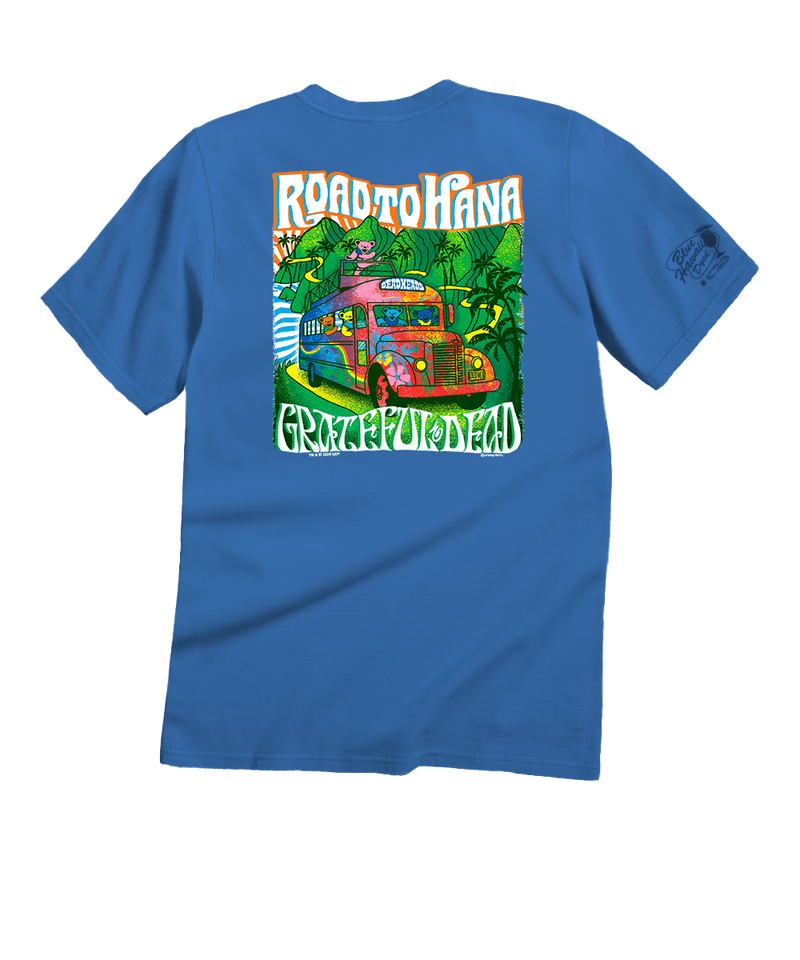 Grateful Dead Bears On The Road - Blue Hawaii Dyed Short Sleeve Crewneck T-Shirt