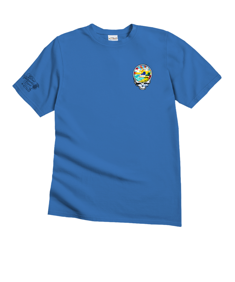Grateful Dead Lifeguard Towers - Blue Hawaii Dyed Short Sleeve Crewneck T-Shirt
