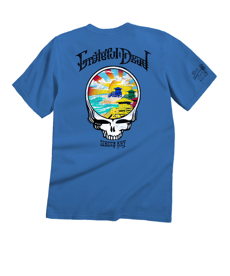 Grateful Dead Lifeguard Towers - Blue Hawaii Dyed Short Sleeve Crewneck T-Shirt