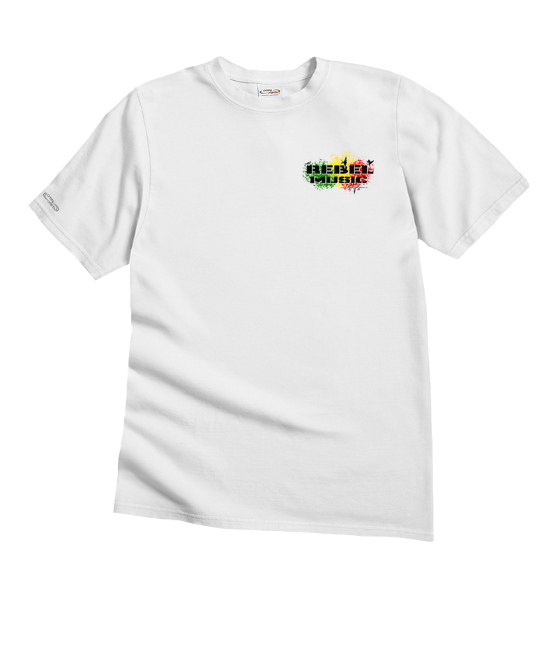 Bob Marley Rebel Music - White Short Sleeve Crewneck T-Shirt
